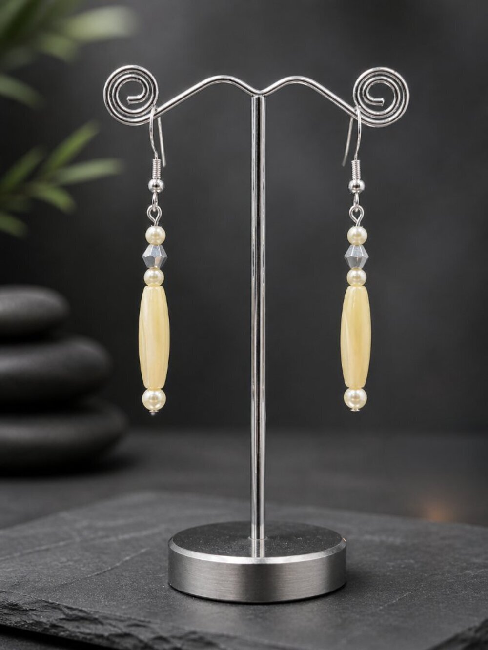 Simple Pearl Drop Earrings Sterling Silver | Handmade - Picture 6 of 7